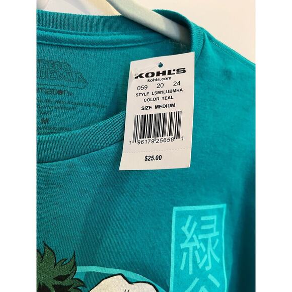 My Hero Academia Teal Green One for All Long Sleeve T-Shirt Size Medium M Anime - Picture 4 of 5